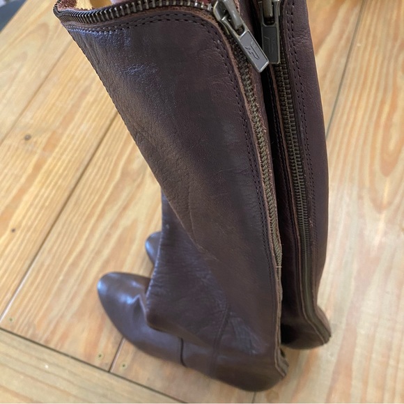 FRYE Steffi Leather Zip Tall Boot in Brown - Picture 4 of 12